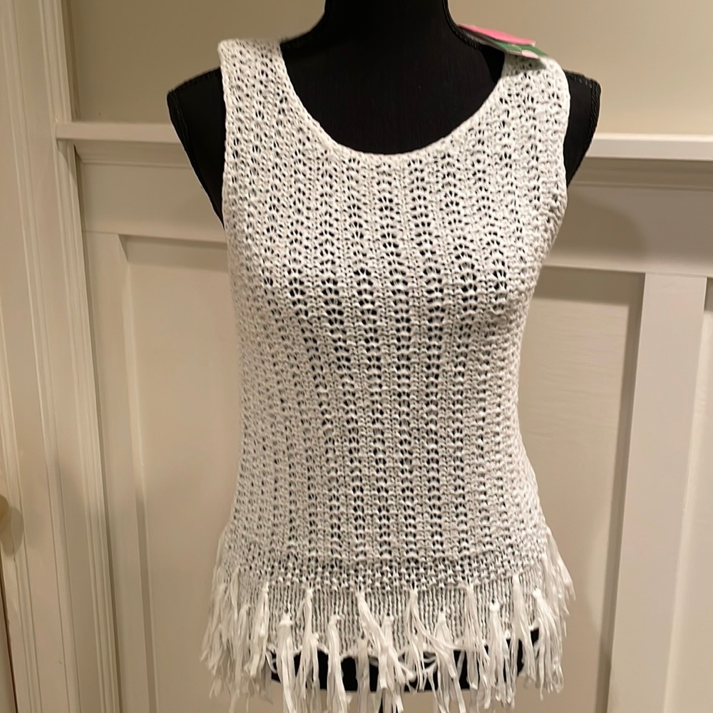 NWT White crochet Lilly Pulitzer sleeveless sweater
